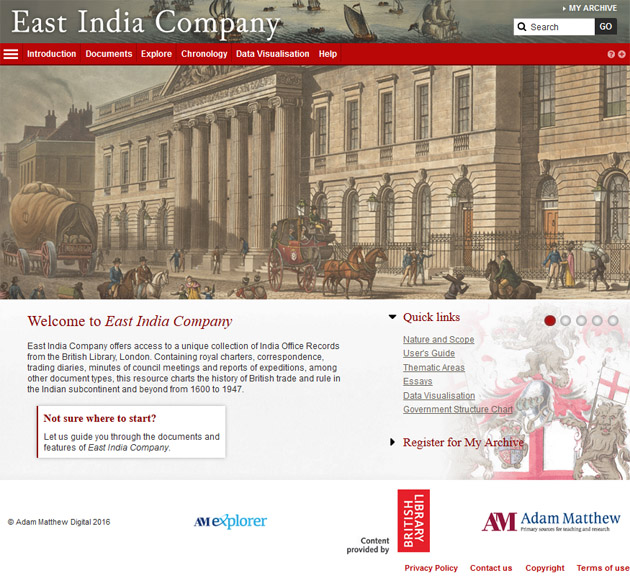 East India Company homepage.